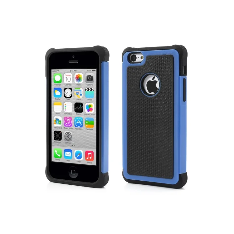 2 in 1 Football Grain PC & Silicone Combo Shell Case for iPhone 5c - Black / Blue