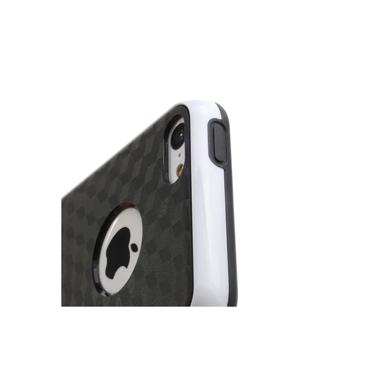 Cool 3D Cube TPU & Plastic Hybrid Case Cover Accessory for iPhone 5C - Black / White