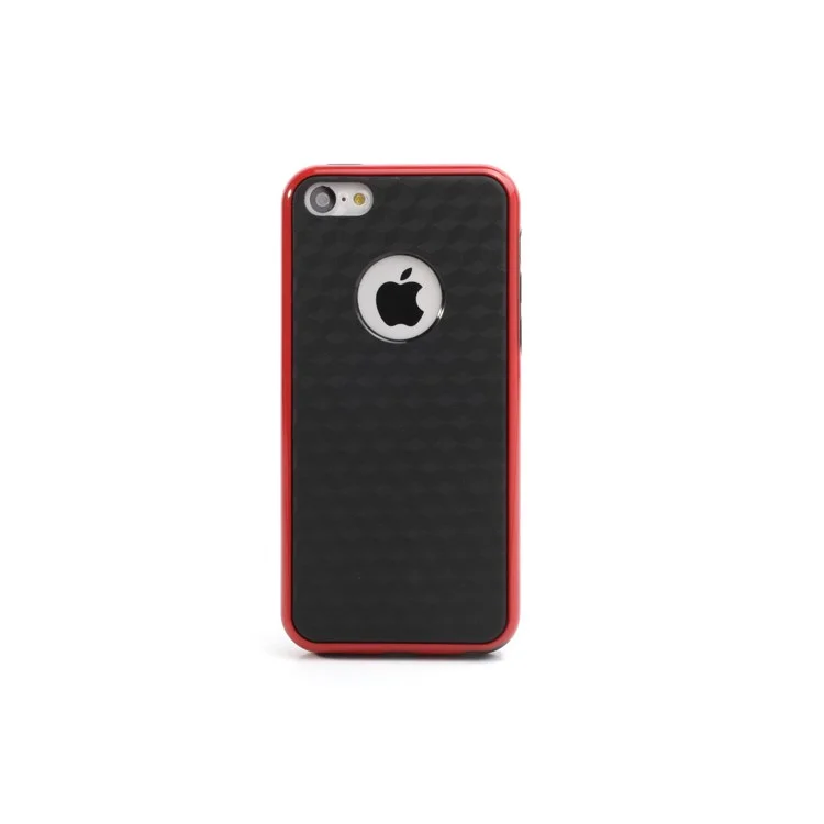 Cool 3D Cube TPU & Plastic Hybrid Case Cover Accessory for iPhone 5C - Black / Red