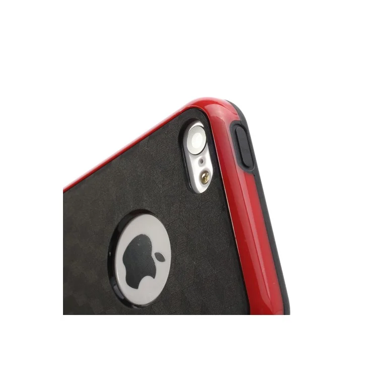 Cool 3D Cube TPU & Plastic Hybrid Case Cover Accessory for iPhone 5C - Black / Red
