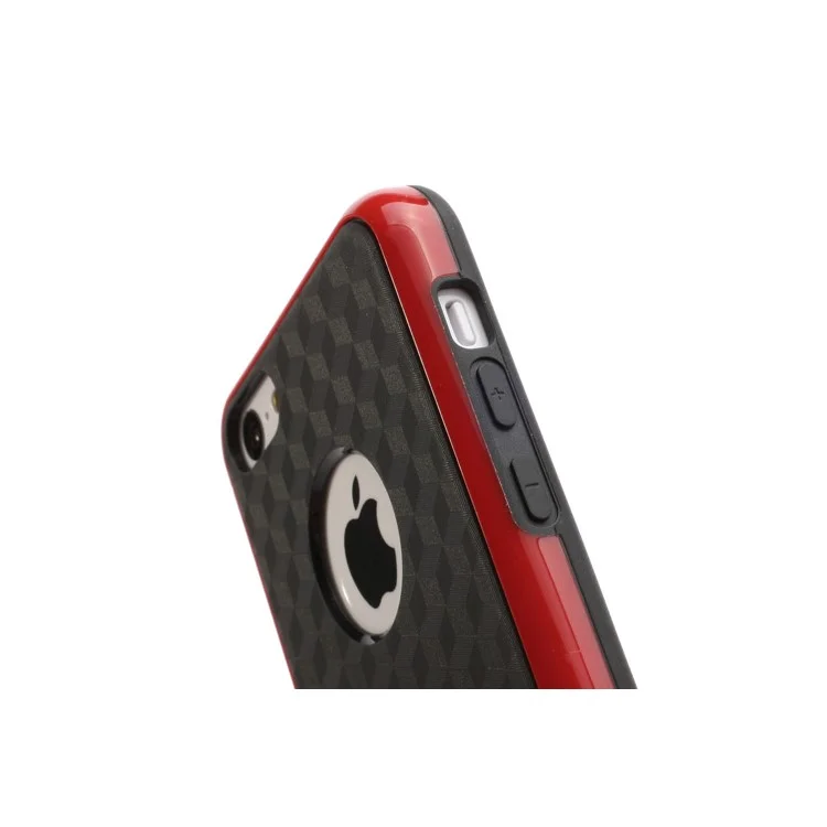 Cool 3D Cube TPU & Plastic Hybrid Case Cover Accessory for iPhone 5C - Black / Red