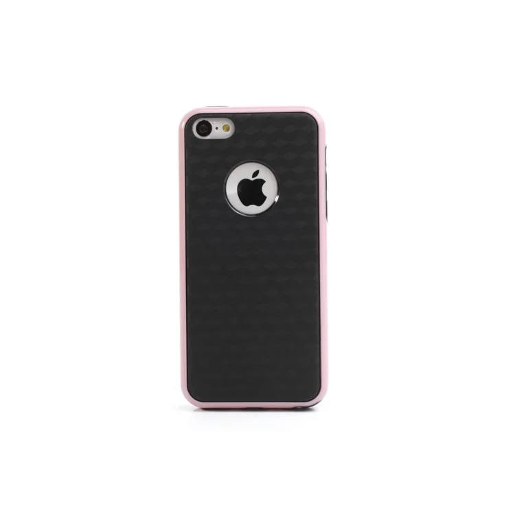 Cool 3D Cube TPU & Plastic Hybrid Case Cover Accessory for iPhone 5C - Black / Pink