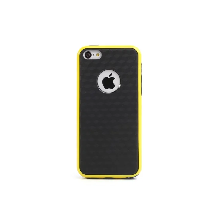 Cool 3D Cube TPU & Plastic Hybrid Case Cover Accessory for iPhone 5C - Black / Yellow