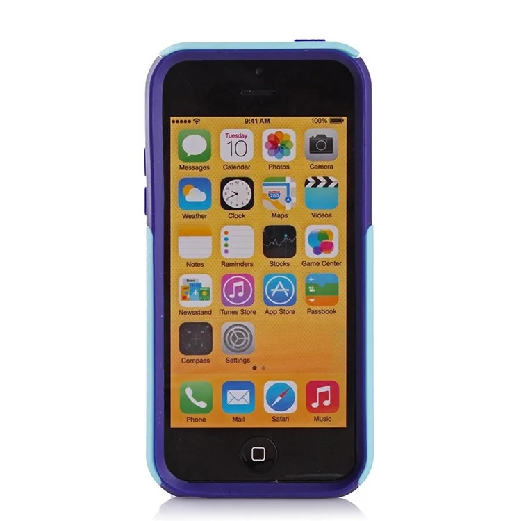 For iPhone 5c Shockproof Drop-resistant PC + TPU Cover Shell - Baby Blue / Purple