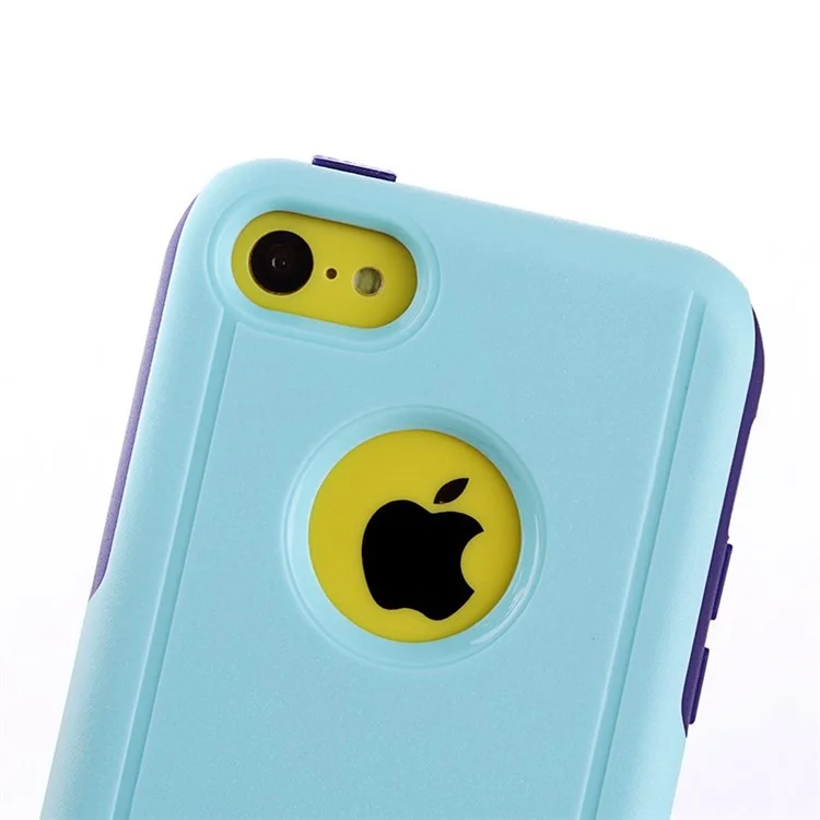 For iPhone 5c Shockproof Drop-resistant PC + TPU Cover Shell - Baby Blue / Purple