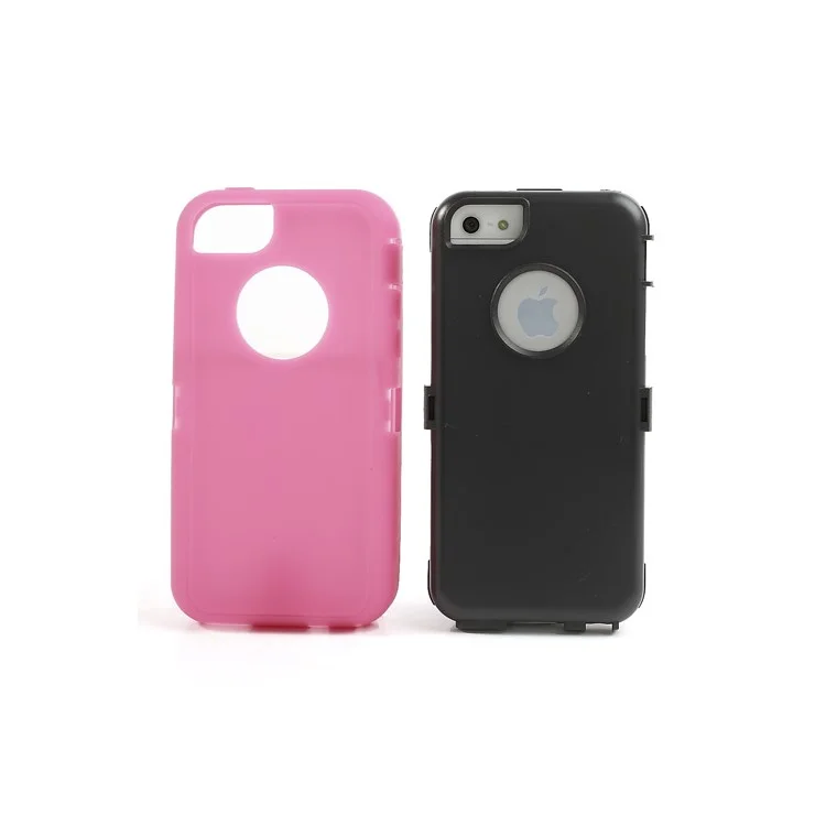 Impact-resistant Robot PC & Silicone Hybrid Case for iPhone 5c - Black / Rose
