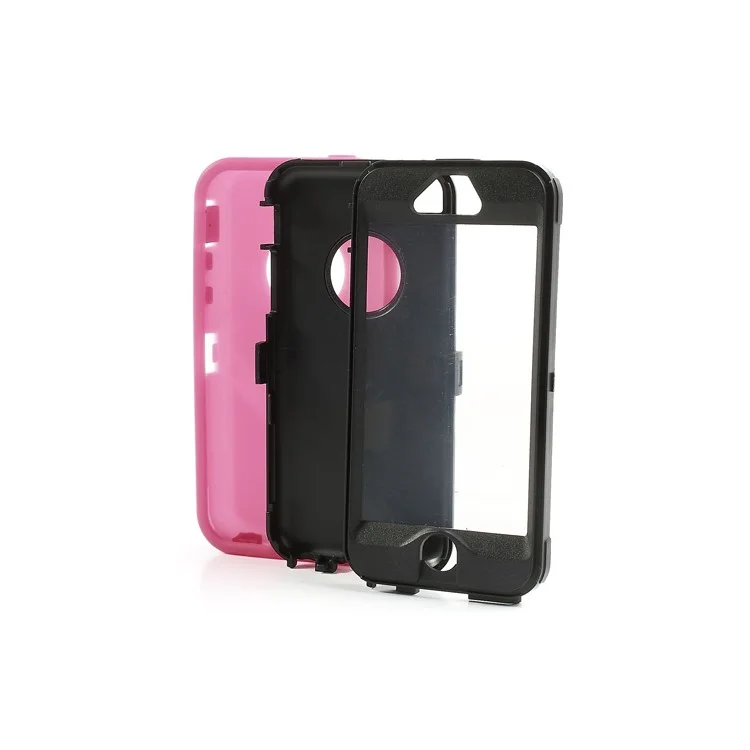 Impact-resistant Robot PC & Silicone Hybrid Case for iPhone 5c - Black / Rose