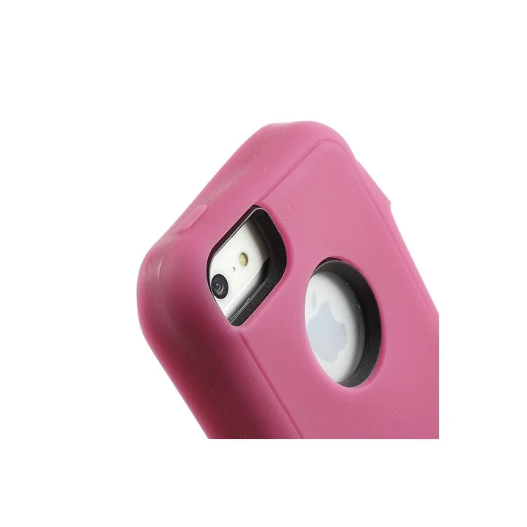Impact-resistant Robot PC & Silicone Hybrid Case for iPhone 5c - Black / Rose