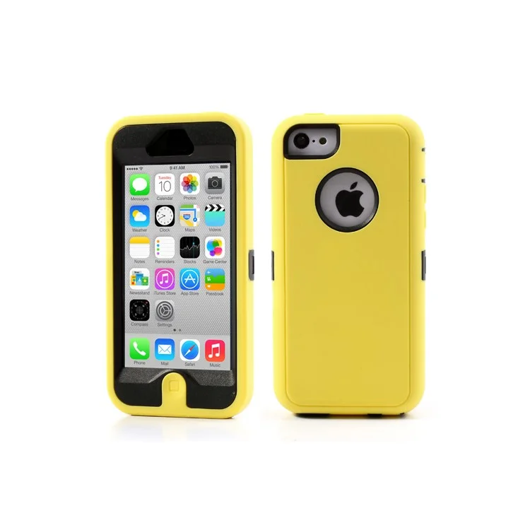 For iPhone 5c Shock Absorbent Robot PC & Silicone Combo Case - Black / Yellow