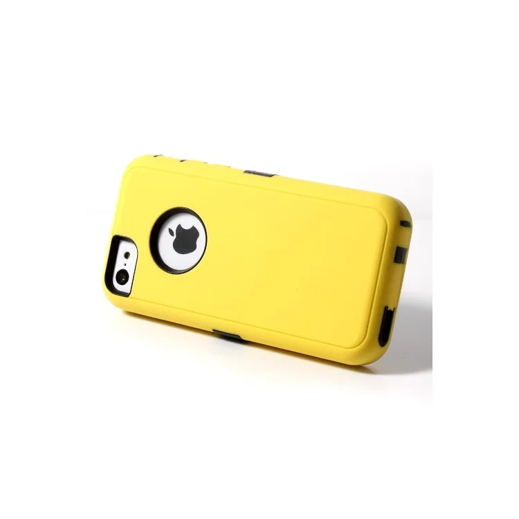 For iPhone 5c Shock Absorbent Robot PC & Silicone Combo Case - Black / Yellow