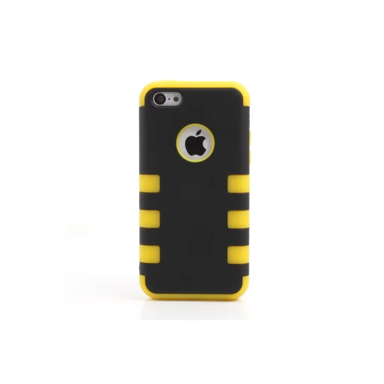 Snap-on 3 in 1 PC + Silicone Composite Case for iPhone 5c - Black / Yellow