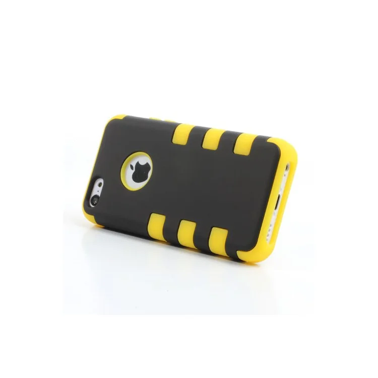 Snap-on 3 in 1 PC + Silicone Composite Case for iPhone 5c - Black / Yellow