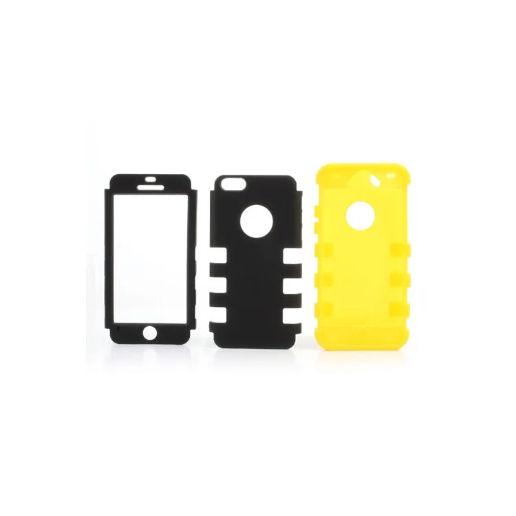 Snap-on 3 in 1 PC + Silicone Composite Case for iPhone 5c - Black / Yellow