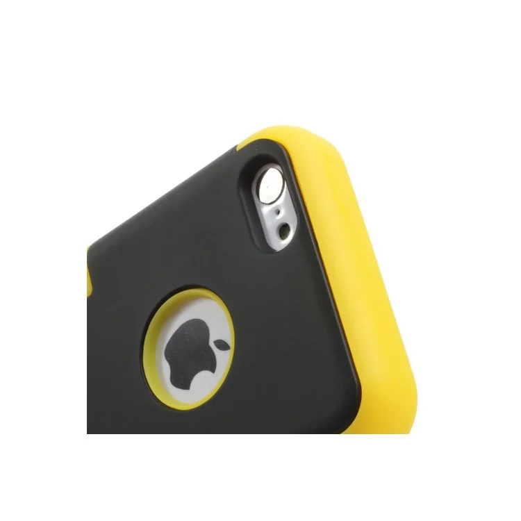 Snap-on 3 in 1 PC + Silicone Composite Case for iPhone 5c - Black / Yellow