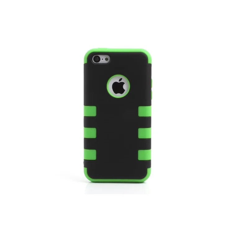 Snap-on 3 in 1 PC + Silicone Case for iPhone 5c - Black / Green