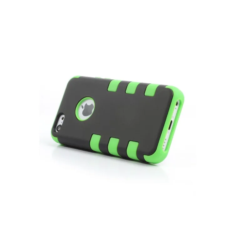 Snap-on 3 in 1 PC + Silicone Case for iPhone 5c - Black / Green