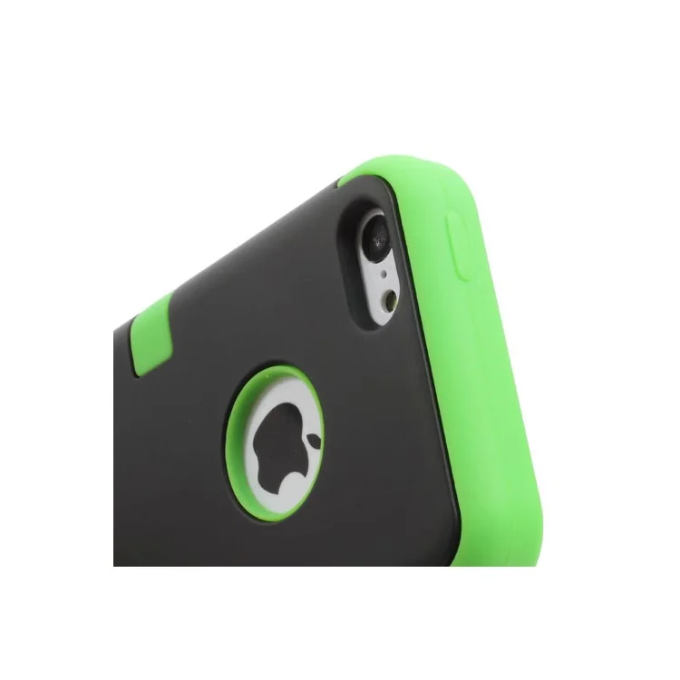 Snap-on 3 in 1 PC + Silicone Case for iPhone 5c - Black / Green