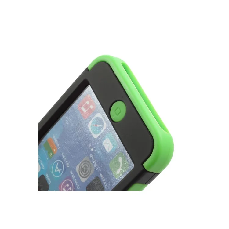 Snap-on 3 in 1 PC + Silicone Case for iPhone 5c - Black / Green