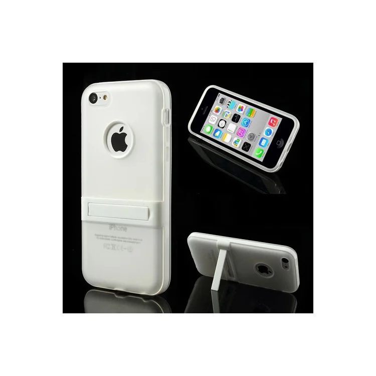 Transparent for iPhone 5c Detachable Matte TPU & PC Hybrid Cover w/ Stand