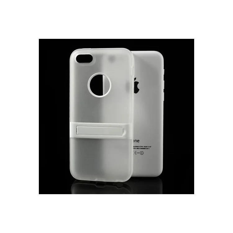 Transparent for iPhone 5c Detachable Matte TPU & PC Hybrid Cover w/ Stand