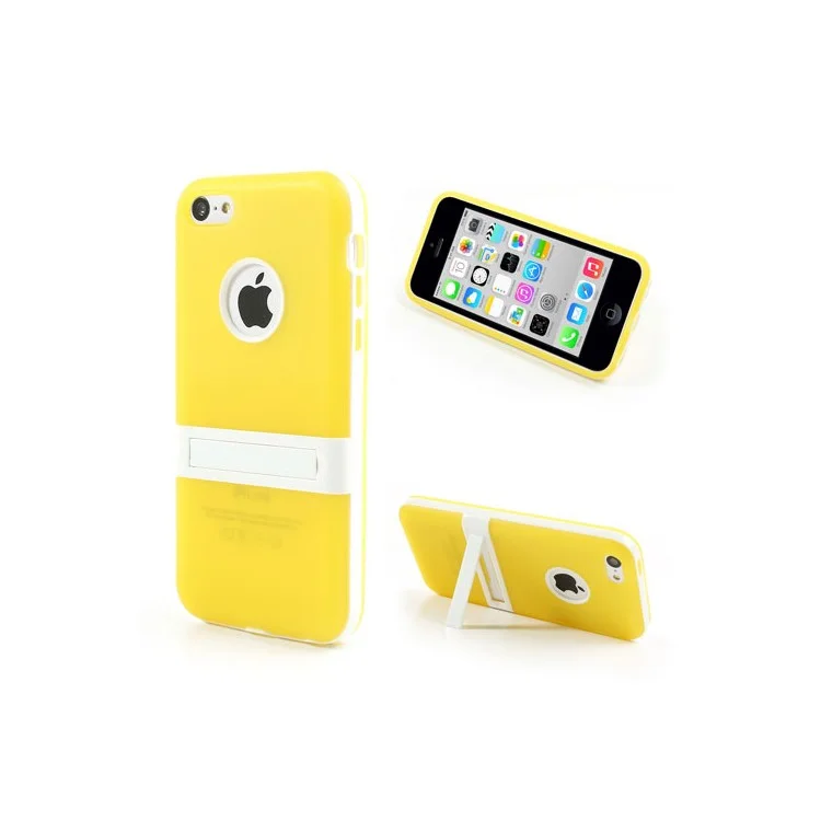 Yellow for iPhone 5c Detachable Matte TPU & PC Hybrid Shell w/ Stand