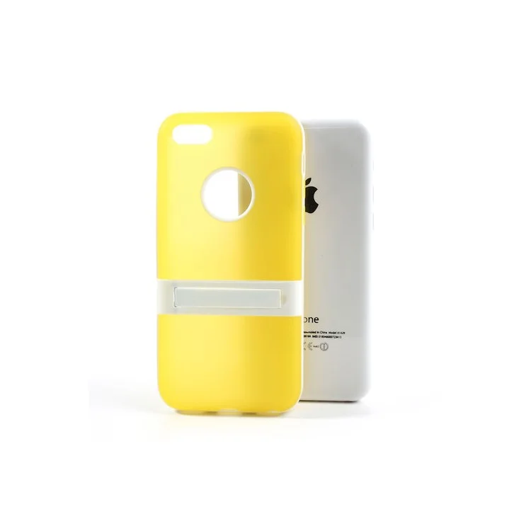 Yellow for iPhone 5c Detachable Matte TPU & PC Hybrid Shell w/ Stand