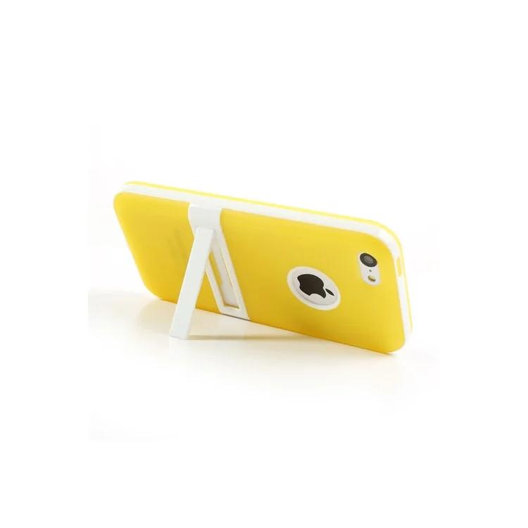 Yellow for iPhone 5c Detachable Matte TPU & PC Hybrid Shell w/ Stand