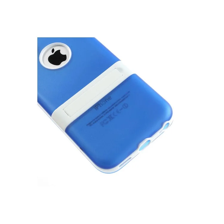 Blue Detachable Matte TPU & PC Hybrid Case for iPhone 5c w/ Stand