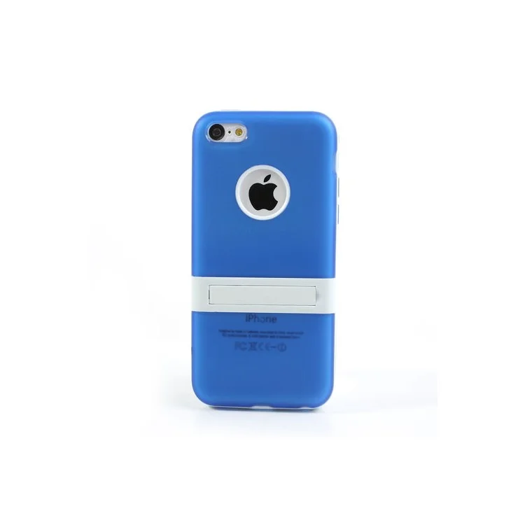 Blue Detachable Matte TPU & PC Hybrid Case for iPhone 5c w/ Stand