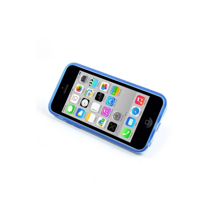 Blue Detachable Matte TPU & PC Hybrid Case for iPhone 5c w/ Stand