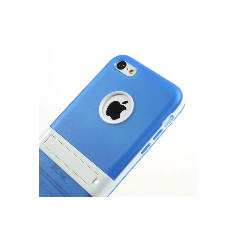 Blue Detachable Matte TPU & PC Hybrid Case for iPhone 5c w/ Stand