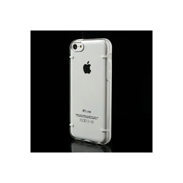White for iPhone 5c Noctilucent Glossy Transparent PC & TPU Hybrid Case