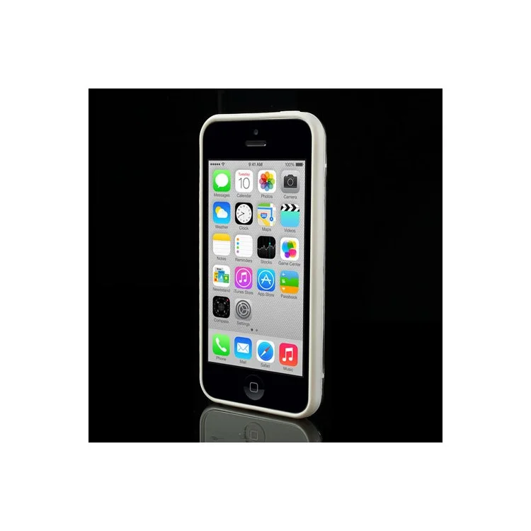 White for iPhone 5c Noctilucent Glossy Transparent PC & TPU Hybrid Case