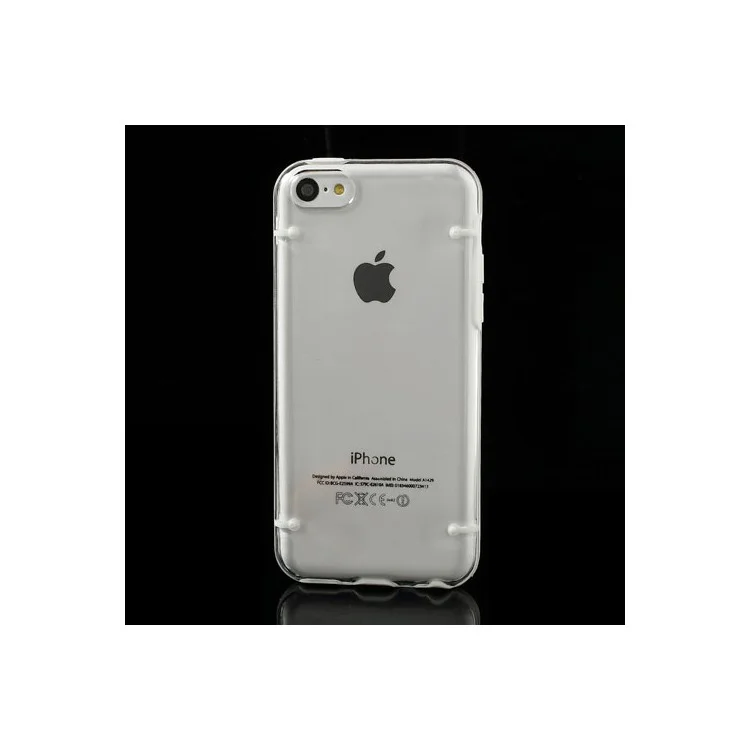 White for iPhone 5c Noctilucent Glossy Transparent PC & TPU Hybrid Case