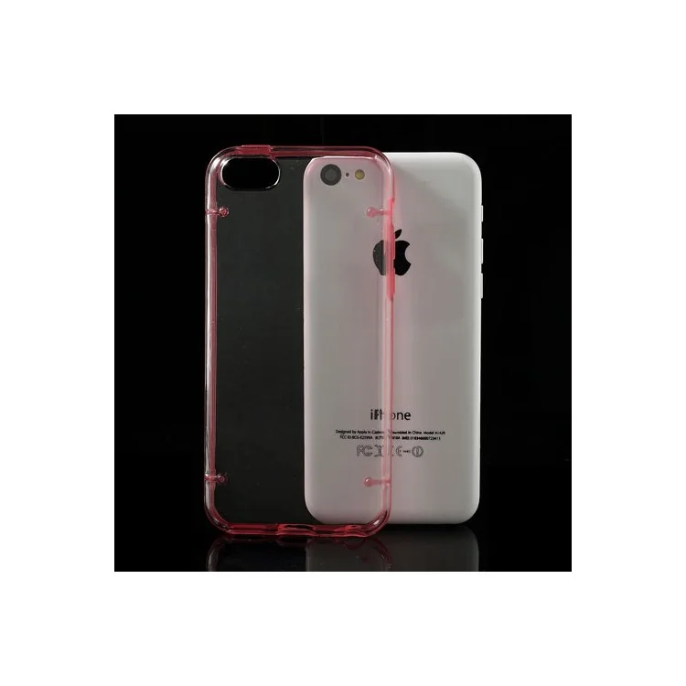 Red for iPhone 5c Noctilucent Glossy Transparent PC & TPU Hybrid Cover
