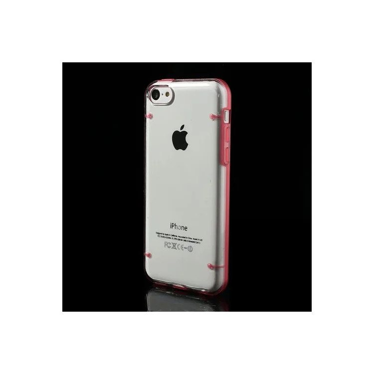 Red for iPhone 5c Noctilucent Glossy Transparent PC & TPU Hybrid Cover
