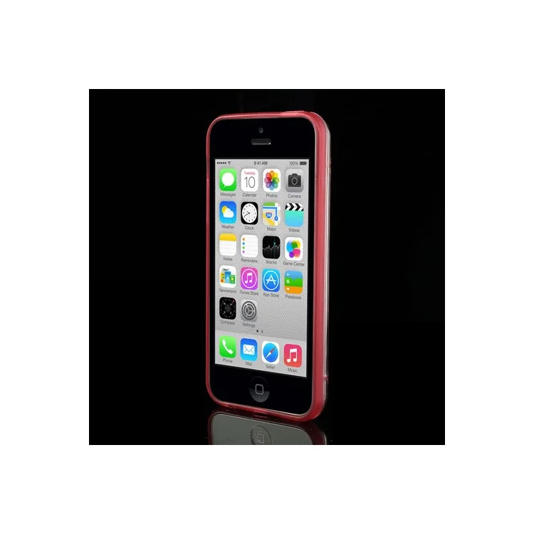 Red for iPhone 5c Noctilucent Glossy Transparent PC & TPU Hybrid Cover
