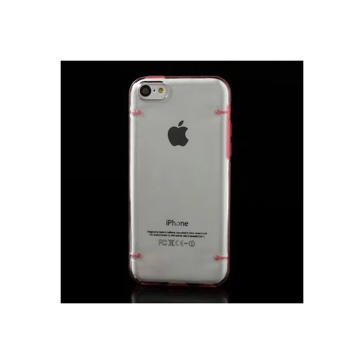 Red for iPhone 5c Noctilucent Glossy Transparent PC & TPU Hybrid Cover