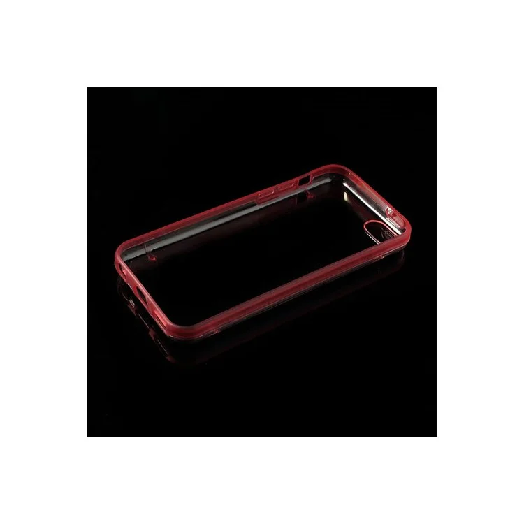 Red for iPhone 5c Noctilucent Glossy Transparent PC & TPU Hybrid Cover