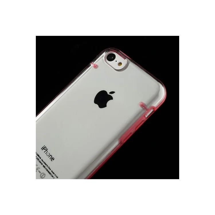 Red for iPhone 5c Noctilucent Glossy Transparent PC & TPU Hybrid Cover
