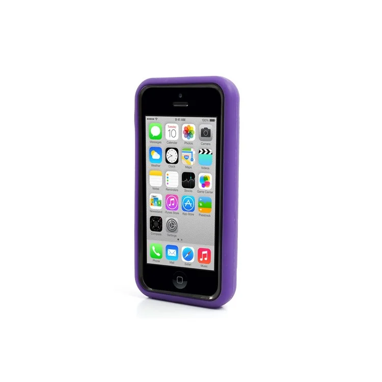 For iPhone 5c Plastic & Silicone Robot Defender Case w/ Stand - Black / Purple