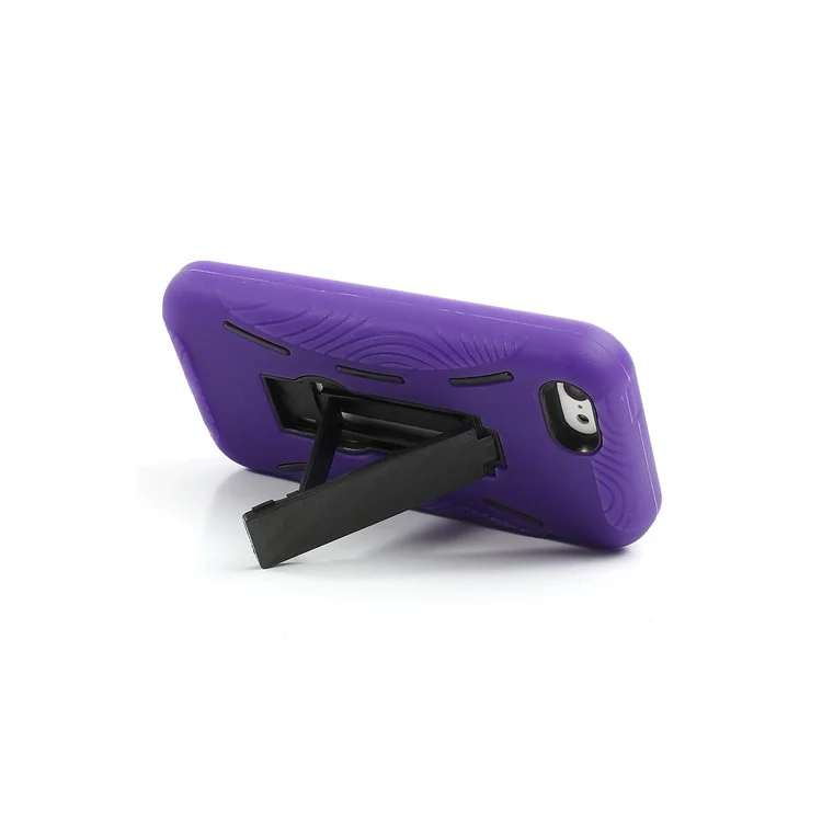 For iPhone 5c Plastic & Silicone Robot Defender Case w/ Stand - Black / Purple