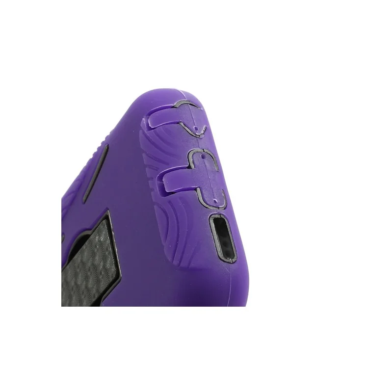 For iPhone 5c Plastic & Silicone Robot Defender Case w/ Stand - Black / Purple