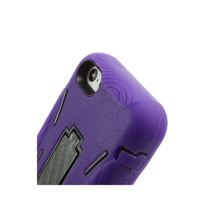 For iPhone 5c Plastic & Silicone Robot Defender Case w/ Stand - Black / Purple