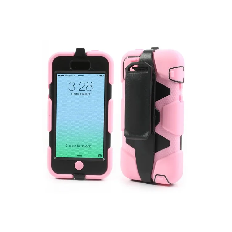 Anti-slip Belt Clip Holster Defender Hybrid Case for iPhone 5c - Black / Pink