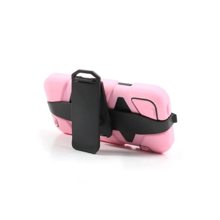 Anti-slip Belt Clip Holster Defender Hybrid Case for iPhone 5c - Black / Pink