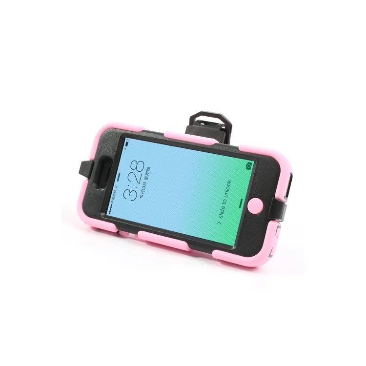 Anti-slip Belt Clip Holster Defender Hybrid Case for iPhone 5c - Black / Pink