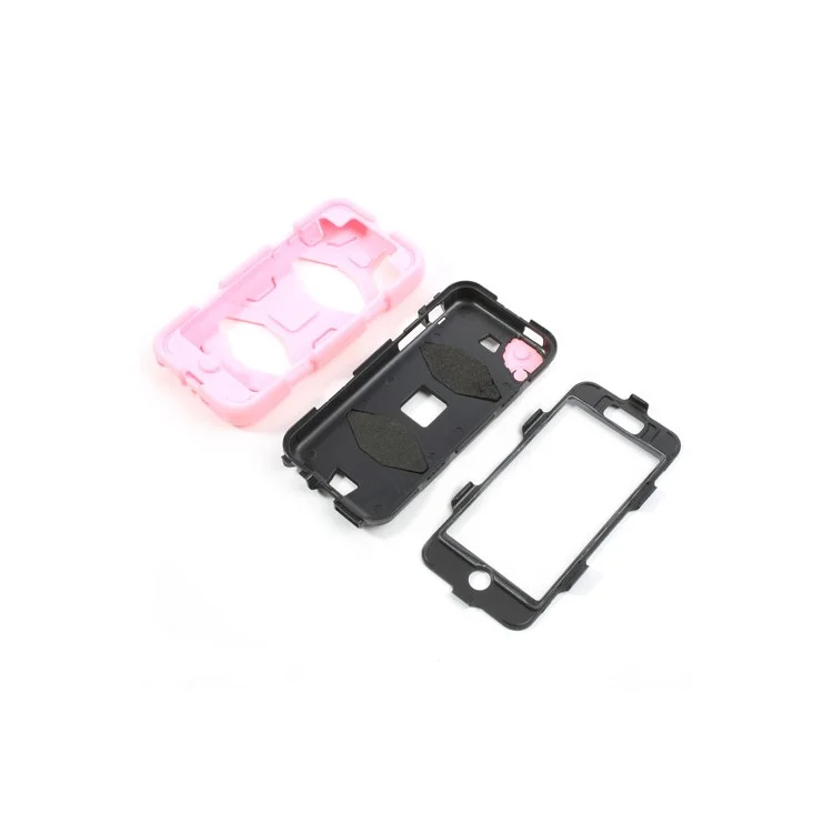 Anti-slip Belt Clip Holster Defender Hybrid Case for iPhone 5c - Black / Pink
