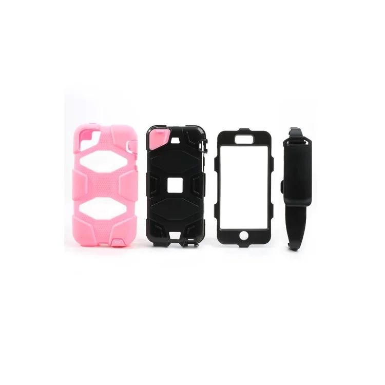 Anti-slip Belt Clip Holster Defender Hybrid Case for iPhone 5c - Black / Pink