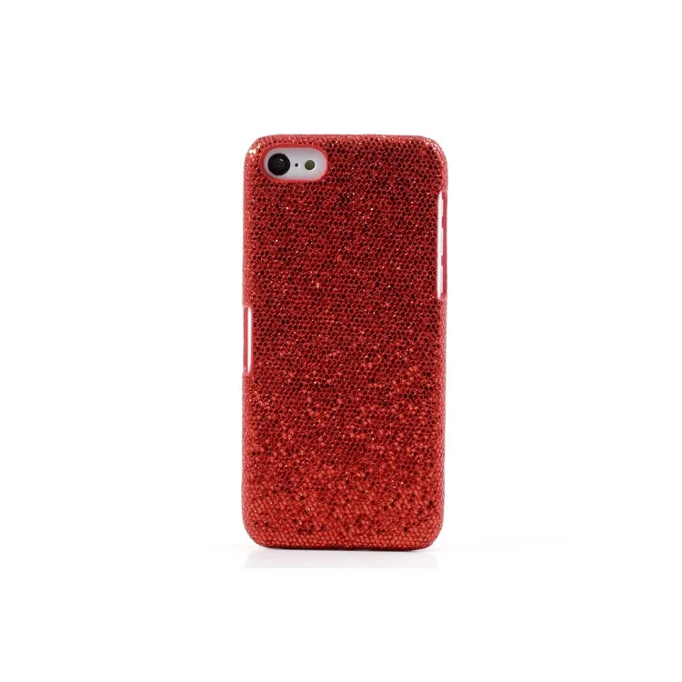 Red Glittery Sequins Leather Coated Hard Cover for iPhone 5c